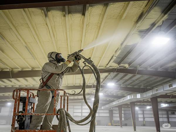 Polyurethane Spray untuk Isolasi Atap Bangunan (Roof Insulation)